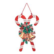 Glitzhome 20" Wooden Christmas Candy Cane Wall Decor