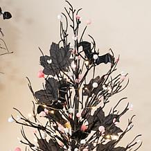 Glitzhome 20"H Lighted Pink Halloween Berries Table Tree