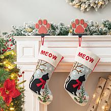Glitzhome 20in. H Cat Hooked Stocking