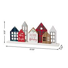 Glitzhome 20in L Christmas House Wooden Decor