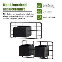 Glitzhome 20''L Black Metal Vertical Wall Planters, Planter Stands