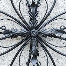 Glitzhome 20"L Heart and Petal Iron Scroll Outdoor Wall Decor