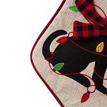Glitzhome 21" L LED Embroidered Linen Dog Christmas Stocking
