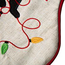 Glitzhome 21" L LED Embroidered Linen Dog Christmas Stocking