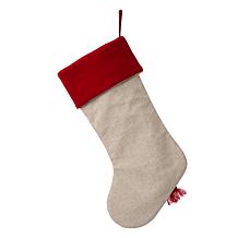 Glitzhome 21" L LED Embroidered Linen Reindeer Christmas Stocking