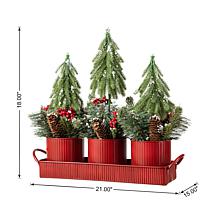 Glitzhome 21" Metal Potted Christmas Centerpiece or Table Tree