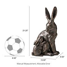 Glitzhome 21.25" Bronze Mom and Baby Rabbit Statue