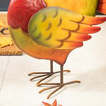 Glitzhome 21.5in. H Thanksgiving Metal Turkey Porch Decor