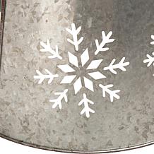 Glitzhome 21.65" Snowflake Die Cut Metal Tree Collar with Light String