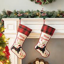Glitzhome 21in. H Fabric Christmas Dachshund Stocking