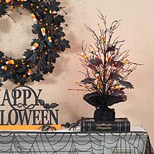 Glitzhome 21in. H Lighted Halloween Candy Corn Berries Table Tree