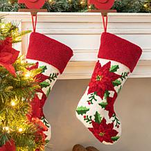 Glitzhome 21in. H Poinsettia Hooked Stocking