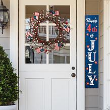Glitzhome 22" Patriotic Americana Flag and Berry Wreath