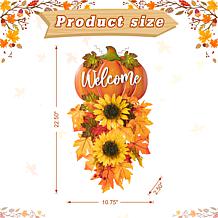 Glitzhome 22.5in. H Fall Metal Pumpkin and Sunflower Swag Wall Decor