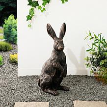 Glitzhome 23" H Standing Rabbit Statue with Bronze Coating