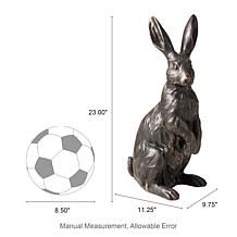 Glitzhome 23" H Standing Rabbit Statue with Bronze Coating