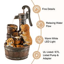 Glitzhome 23.75"H Outdoor Dog Fountain with LED Light