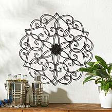 Glitzhome 23"D Traditional Floral Iron Scroll Outdoor Wall Decor