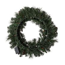 Glitzhome 24" D Glittered Pine Cone Christmas Wreath with LED Lights