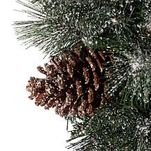 Glitzhome 24" D Glittered Pine Cone Christmas Wreath with LED Lights