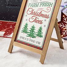 Glitzhome 24" H Christmas Wooden Porch Sign and Standing Decor