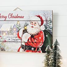 Glitzhome 24" Lighted Wooden Santa Wall Decor