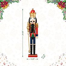 Glitzhome 24" Wooden Christmas King Nutcracker