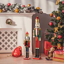 Glitzhome 24" Wooden Christmas King Nutcracker