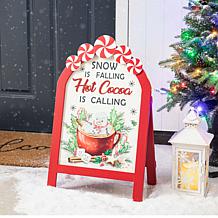 Glitzhome 24.25" Christmas Peppermint Wooden Easel Porch Décor