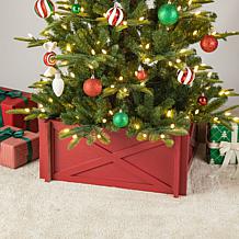 Glitzhome 24.5" Red Wooden Tree Collar