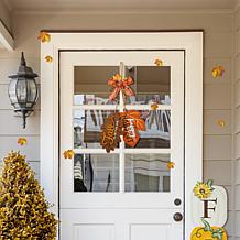 Glitzhome 24.5" Wooden Maple Leaves with Bowknot Door Hanger