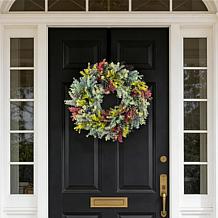 Glitzhome 24"D Mixed Floral Eucalyptus Wreath