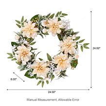 Glitzhome 24"D Peach Dahlia Floral Wreath