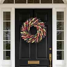 Glitzhome 24"D Pink, Purple & Yellow Mixed Heather Wreath