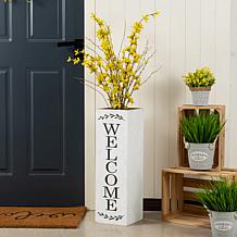 Glitzhome 24"H Double Sided Solid Wood White Boxed Porch Sign