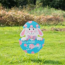 Glitzhome 24in H Easter Metal Bunny Egg Yard Stake