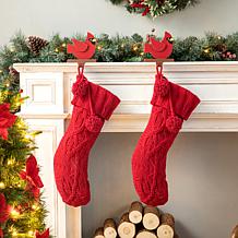 Glitzhome 24in. H Knitted Polyester Christmas Stocking w/ Pom Pom Ball