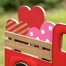 Glitzhome 24in H Metal and Wooden Valentine's Truck Yard Stake Sign