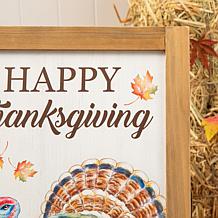 Glitzhome 24in. H Thanksgiving Wooden Turkey Easel Porch Sign