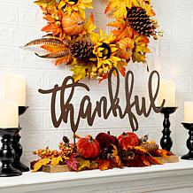 Glitzhome 24in. L Harvest Metal Sign Floral and Center Piece