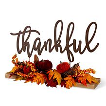 Glitzhome 24in. L Harvest Metal Sign Floral and Center Piece