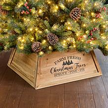 Glitzhome 25.75" Wooden Trapezoid Farm Fresh Christmas Tree Collar