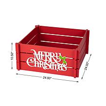 Glitzhome 25.75" Wooden Trapezoid Farm Fresh Christmas Tree Collar