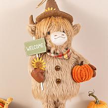 Glitzhome 25"H-35"H Fall Fabric Highland Cow Porch Decor With Teles...