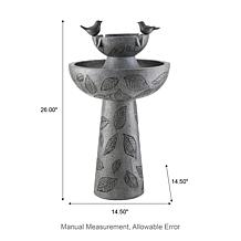 Glitzhome 26"H Two-Tier Birdbath Outdoor Fountain with LED Light