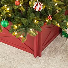 Glitzhome 27.5"L Red Wooden Tree Collar