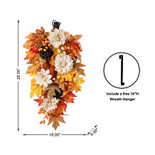 Glitzhome 28" Fall Lotus, Lotus Pod & Berry Swag w/ Wreath Hanger