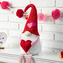 Glitzhome 28.25" H Fabric Valentine's Gnome Shelf Sitter Dangling Legs