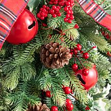 Glitzhome 28"H Christmas Bell Pinecone & Berry Bow Teardrop