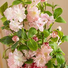 Glitzhome 28"H Set of 2 Pink Hydrangea, Peony & Cherry Picks